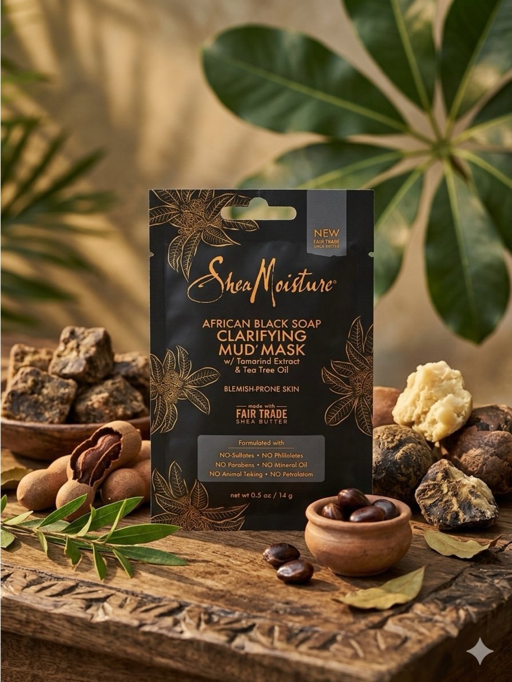 Shea Moisture Clarifying Mud Mask - Black & Gold Packaging